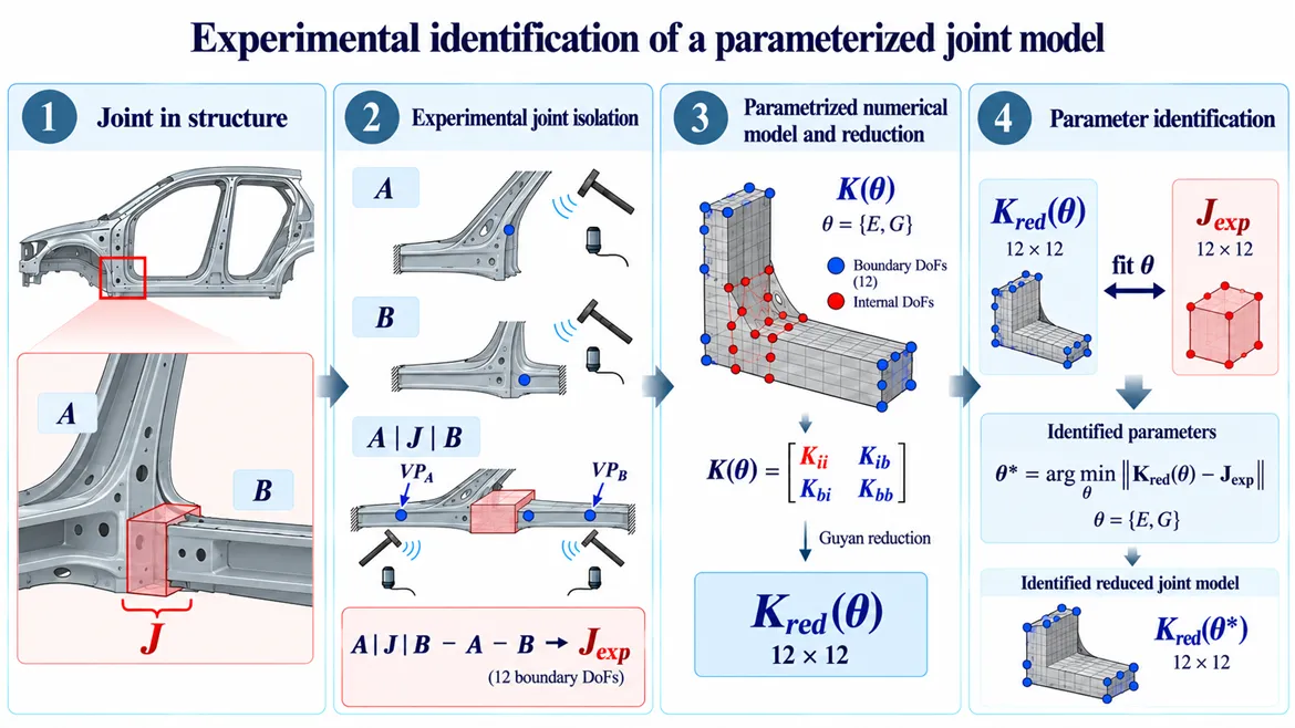 Eksperimentalna identifikacija parametriziranih modelov mehanskih spojev z uporabo podstrukturiranja in modelne redukcije